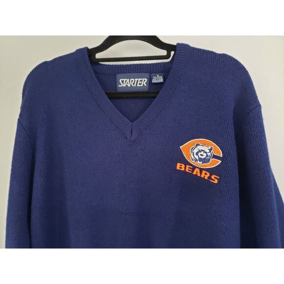 Vintage Starter‎ Chicago Bears Sweater NFL Football Mens V Neck Medium Pullover - Picture 2 of 7